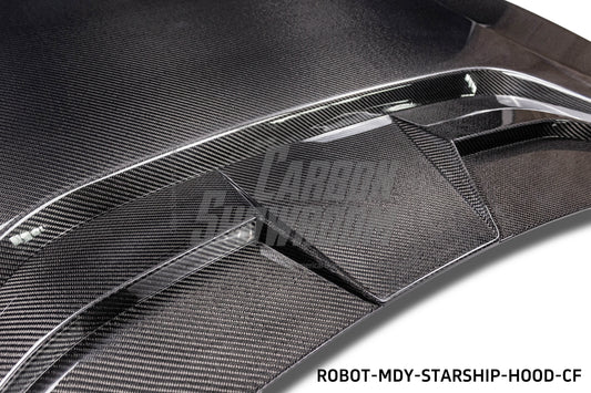 Tesla Model Y Performance AWD Long Range RWD Standard 2020 2021 2023 2024 with Aftermarket Parts - "CRYPTON" Hood Carbon Fiber / FRP from Robot Craftsman