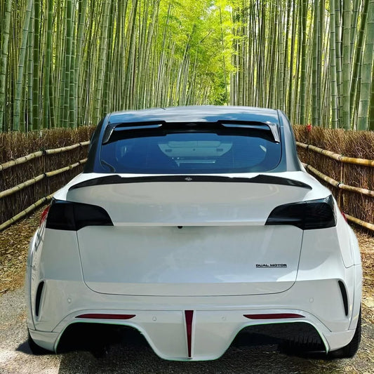 Tesla Model Y Performance AWD Long Range RWD Standard 2020 2021 2022 2023 2024 with Aftermarket Parts - "STARSHIP" Rear Bumper & Diffuser (Third Brake Light Included) PP from Robot Craftsman