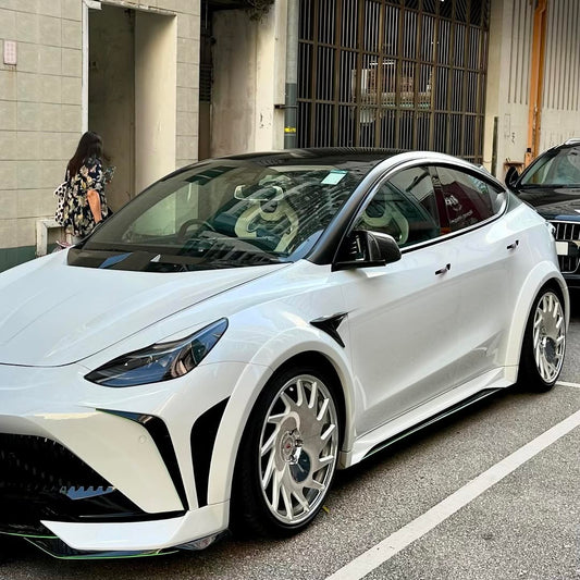 Tesla Model Y Performance AWD Long Range RWD Standard 2020 2021 2022 2023 2024 with Aftermarket Parts - "STARSHIP" Side Skirts PP from Robot Craftsman