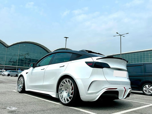 Tesla Model Y Performance AWD Long Range RWD Standard 2020 2021 2022 2023 2024 with Aftermarket Parts - "STARSHIP" Side Skirts PP from Robot Craftsman