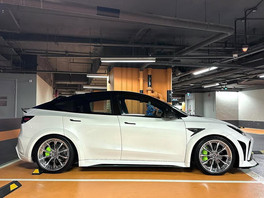 Tesla Model Y Performance AWD Long Range RWD Standard 2020 2021 2022 2023 2024 with Aftermarket Parts - "STARSHIP" Side Skirts PP from Robot Craftsman