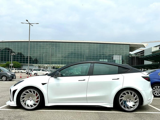 Tesla Model Y Performance AWD Long Range RWD Standard 2020 2021 2022 2023 2024 with Aftermarket Parts - "STARSHIP" Side Skirts PP from Robot Craftsman