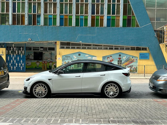 Tesla Model Y Performance AWD Long Range RWD Standard 2020 2021 2022 2023 2024 with Aftermarket Parts - "STARSHIP" Side Skirts PP from Robot Craftsman