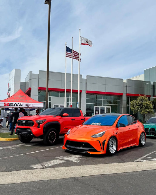 Tesla Model Y Performance AWD Long Range RWD Standard 2020 2021 2022 2023 2024 with Aftermarket Parts - "STARSHIP" Side Skirts PP from Robot Craftsman