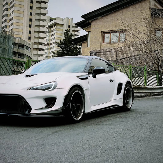 Toyota GT86 86 TRD GT SE Base ZN6 2017 2018 2019 2020 & Scion FR-S FRS ZN6 2013 2014 2015 2016 & BRZ TS Limited Premium ZN6 2013 2014 2015 2016 2017 2018 2019 2020 (compatible with ROBOT widebody kit) with Aftermarket Parts - Front Fenders Replacement & Rear Quarter Fender Flares & Side Skirts Carbon Fiber / FRP from Robot Craftsman