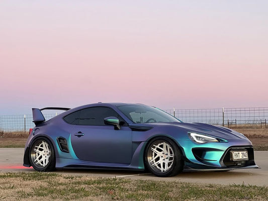 Toyota GT86 86 TRD GT SE Base ZN6 2017 2018 2019 2020 & Scion FR-S FRS ZN6 2013 2014 2015 2016 & BRZ TS Limited Premium ZN6 2013 2014 2015 2016 2017 2018 2019 2020 (compatible with ROBOT widebody kit) with Aftermarket Parts - Front Fenders Replacement & Rear Quarter Fender Flares & Side Skirts Carbon Fiber / FRP from Robot Craftsman