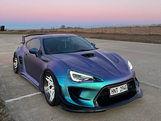 Toyota GT86 86 TRD GT SE Base ZN6 2017 2018 2019 2020 & Scion FR-S FRS ZN6 2013 2014 2015 2016 & BRZ TS Limited Premium ZN6 2013 2014 2015 2016 2017 2018 2019 2020 (compatible with ROBOT widebody kit) with Aftermarket Parts - Front Fenders Replacement & Rear Quarter Fender Flares & Side Skirts Carbon Fiber / FRP from Robot Craftsman