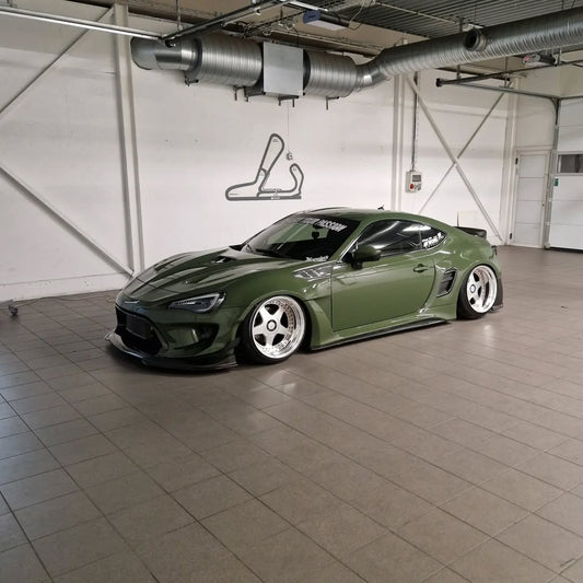 Toyota GT86 86 TRD GT SE Base ZN6 2017 2018 2019 2020 & Scion FR-S FRS ZN6 2013 2014 2015 2016 & BRZ TS Limited Premium ZN6 2013 2014 2015 2016 2017 2018 2019 2020 (compatible with ROBOT widebody kit) with Aftermarket Parts - Front Fenders Replacement & Rear Quarter Fender Flares & Side Skirts Carbon Fiber / FRP from Robot Craftsman