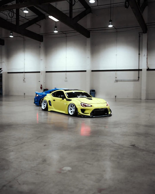 Toyota GT86 86 TRD GT SE Base ZN6 2017 2018 2019 2020 & Scion FR-S FRS ZN6 2013 2014 2015 2016 & BRZ TS Limited Premium ZN6 2013 2014 2015 2016 2017 2018 2019 2020 (compatible with ROBOT widebody kit) with Aftermarket Parts - Front Fenders Replacement & Rear Quarter Fender Flares & Side Skirts Carbon Fiber / FRP from Robot Craftsman