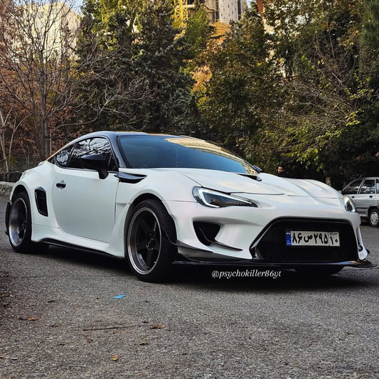 Toyota GT86 86 TRD GT SE Base ZN6 2017 2018 2019 2020 & Scion FR-S FRS ZN6 2013 2014 2015 2016 & BRZ TS Limited Premium ZN6 2013 2014 2015 2016 2017 2018 2019 2020 (compatible with ROBOT widebody kit) with Aftermarket Parts - Front Fenders Replacement & Rear Quarter Fender Flares & Side Skirts Carbon Fiber / FRP from Robot Craftsman