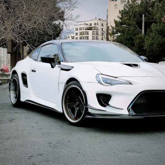 Toyota GT86 86 TRD GT SE Base ZN6 2017 2018 2019 2020 & Scion FR-S FRS ZN6 2013 2014 2015 2016 & BRZ TS Limited Premium ZN6 2013 2014 2015 2016 2017 2018 2019 2020 (compatible with ROBOT widebody kit) with Aftermarket Parts - Front Fenders Replacement & Rear Quarter Fender Flares & Side Skirts Carbon Fiber / FRP from Robot Craftsman