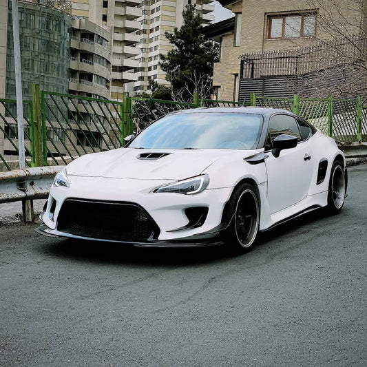 Toyota GT86 86 TRD GT SE Base ZN6 2017 2018 2019 2020 & Scion FR-S FRS ZN6 2013 2014 2015 2016 & BRZ TS Limited Premium ZN6 2013 2014 2015 2016 2017 2018 2019 2020 (compatible with ROBOT widebody kit) with Aftermarket Parts - Front Fenders Replacement & Rear Quarter Fender Flares & Side Skirts Carbon Fiber / FRP from Robot Craftsman