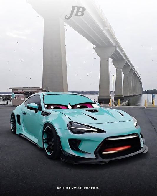 Toyota GT86 86 TRD GT SE Base ZN6 2017 2018 2019 2020 & Scion FR-S FRS ZN6 2013 2014 2015 2016 & BRZ TS Limited Premium ZN6 2013 2014 2015 2016 2017 2018 2019 2020 (compatible with ROBOT widebody kit) with Aftermarket Parts - Front Fenders Replacement & Rear Quarter Fender Flares & Side Skirts Carbon Fiber / FRP from Robot Craftsman