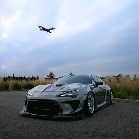 Toyota GT86 86 TRD GT SE Base ZN6 2017 2018 2019 2020 & Scion FR-S FRS ZN6 2013 2014 2015 2016 & BRZ TS Limited Premium ZN6 2013 2014 2015 2016 2017 2018 2019 2020 (compatible with ROBOT widebody kit) with Aftermarket Parts - Front Fenders Replacement & Rear Quarter Fender Flares & Side Skirts Carbon Fiber / FRP from Robot Craftsman