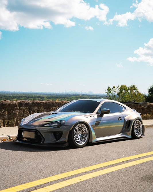 Toyota GT86 86 TRD GT SE Base ZN6 2017 2018 2019 2020 & Scion FR-S FRS ZN6 2013 2014 2015 2016 & BRZ TS Limited Premium ZN6 2013 2014 2015 2016 2017 2018 2019 2020 (compatible with ROBOT widebody kit) with Aftermarket Parts - Front Fenders Replacement & Rear Quarter Fender Flares & Side Skirts Carbon Fiber / FRP from Robot Craftsman