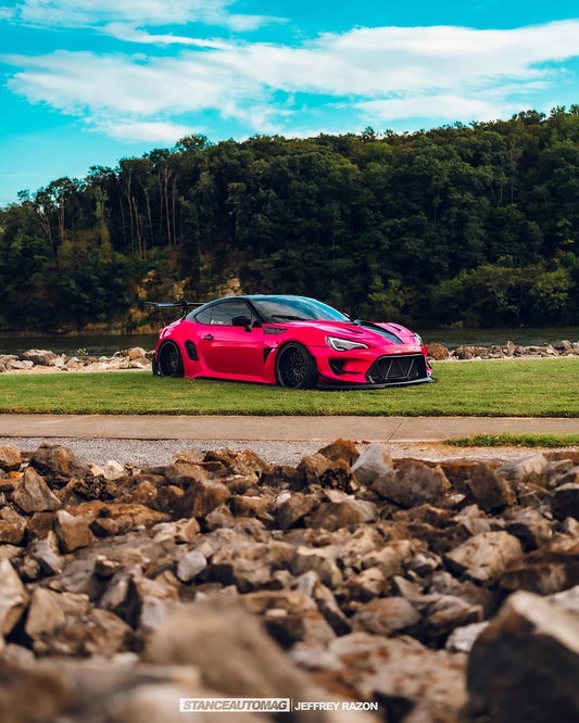 Toyota GT86 86 TRD GT SE Base ZN6 2017 2018 2019 2020 & Scion FR-S FRS ZN6 2013 2014 2015 2016 & BRZ TS Limited Premium ZN6 2013 2014 2015 2016 2017 2018 2019 2020 (compatible with ROBOT widebody kit) with Aftermarket Parts - Front Corner Canards (Pair) & Front Inner Vents Canards (Pair) Carbon Fiber / FRP from Robot Craftsman