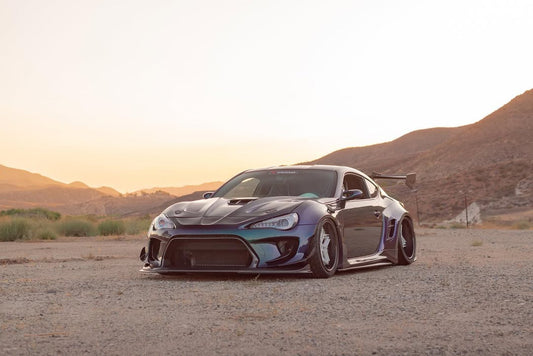 Toyota GT86 86 TRD GT SE Base ZN6 2017 2018 2019 2020 & Scion FR-S FRS ZN6 2013 2014 2015 2016 & BRZ TS Limited Premium ZN6 2013 2014 2015 2016 2017 2018 2019 2020 (compatible with ROBOT widebody kit) with Aftermarket Parts - Front Fenders Replacement & Rear Quarter Fender Flares & Side Skirts Carbon Fiber / FRP from Robot Craftsman