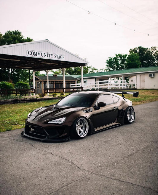 Toyota GT86 86 TRD GT SE Base ZN6 2017 2018 2019 2020 & Scion FR-S FRS ZN6 2013 2014 2015 2016 & BRZ TS Limited Premium ZN6 2013 2014 2015 2016 2017 2018 2019 2020 (compatible with ROBOT widebody kit) with Aftermarket Parts - Front Fenders Replacement & Rear Quarter Fender Flares & Side Skirts Carbon Fiber / FRP from Robot Craftsman
