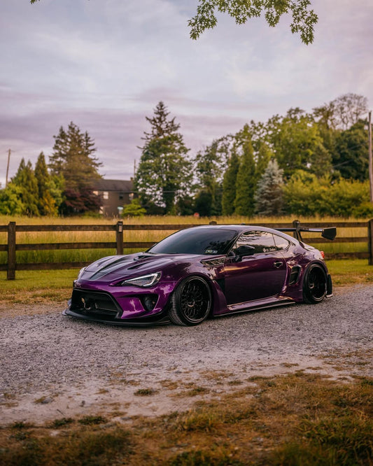 Toyota GT86 86 TRD GT SE Base ZN6 2017 2018 2019 2020 & Scion FR-S FRS ZN6 2013 2014 2015 2016 & BRZ TS Limited Premium ZN6 2013 2014 2015 2016 2017 2018 2019 2020 (compatible with ROBOT widebody kit) with Aftermarket Parts - Front Fenders Replacement & Rear Quarter Fender Flares & Side Skirts Carbon Fiber / FRP from Robot Craftsman