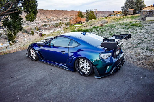 Toyota GT86 86 TRD GT SE Base ZN6 2017 2018 2019 2020 & Scion FR-S FRS ZN6 2013 2014 2015 2016 & BRZ TS Limited Premium ZN6 2013 2014 2015 2016 2017 2018 2019 2020 (compatible with ROBOT widebody kit) with Aftermarket Parts - Front Fenders Replacement & Rear Quarter Fender Flares & Side Skirts Carbon Fiber / FRP from Robot Craftsman