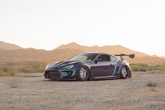 Toyota GT86 86 TRD GT SE Base ZN6 2017 2018 2019 2020 & Scion FR-S FRS ZN6 2013 2014 2015 2016 & BRZ TS Limited Premium ZN6 2013 2014 2015 2016 2017 2018 2019 2020 (compatible with ROBOT widebody kit) with Aftermarket Parts - Front Fenders Replacement & Rear Quarter Fender Flares & Side Skirts Carbon Fiber / FRP from Robot Craftsman