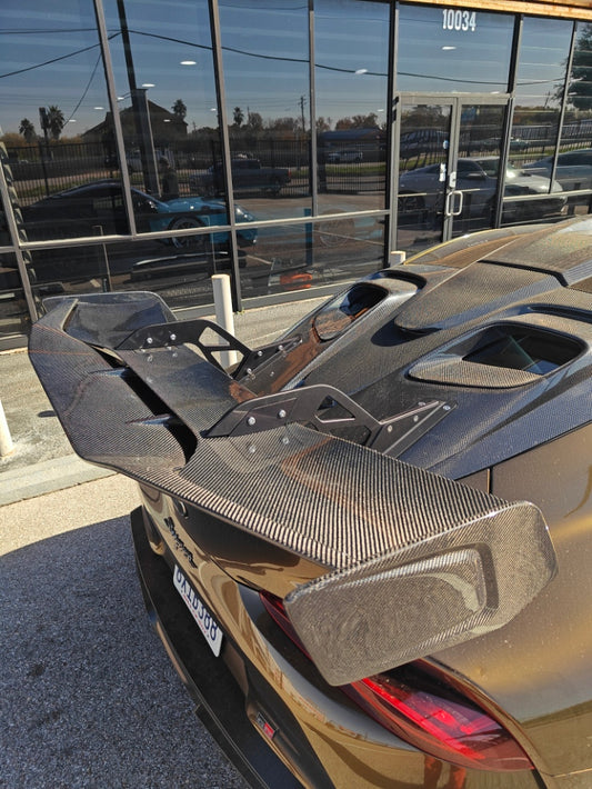 Toyota Supra MK5 A90 A91 3.0 2.0 2020 2021 2022 2023 2024 with Aftermarket Parts - Hyperion Rear Louvers & GT Wing Carbon Fiber / FRP from Robot Craftsman