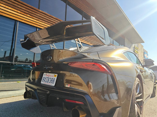 Toyota Supra MK5 A90 A91 3.0 2.0 2020 2021 2022 2023 2024 with Aftermarket Parts - Hyperion Rear Louvers & GT Wing Carbon Fiber / FRP from Robot Craftsman