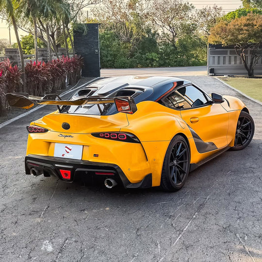 Toyota Supra MK5 A90 A91 3.0 2.0 2020 2021 2022 2023 2024 with Aftermarket Parts - Hyperion Rear Louvers & GT Wing Carbon Fiber / FRP from Robot Craftsman