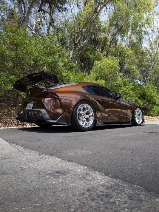 Toyota Supra MK5 A90 A91 3.0 2.0 2020 2021 2022 2023 2024 with Aftermarket Parts - Hyperion Rear Louvers & GT Wing Carbon Fiber / FRP from Robot Craftsman