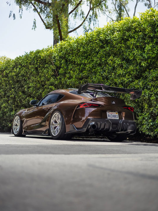 Toyota Supra MK5 A90 A91 3.0 2.0 2020 2021 2022 2023 2024 with Aftermarket Parts - Hyperion Rear Louvers & GT Wing Carbon Fiber / FRP from Robot Craftsman