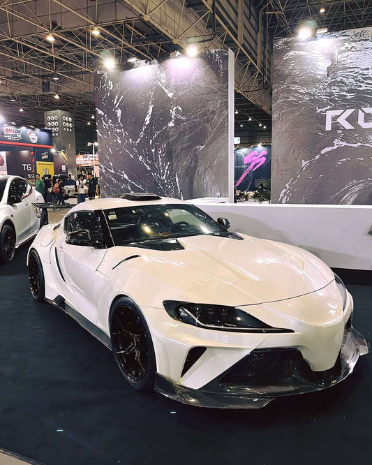 Toyota Supra MK5 A90 A91 3.0 2.0 2020 2021 2022 2023 2024 with Aftermarket Parts - Hyperion Widebody Front Bumper & Lip Carbon Fiber / FRP from Robot Craftsman