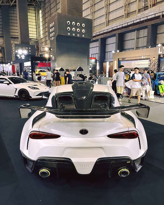 Toyota Supra MK5 A90 A91 3.0 2.0 2020 2021 2022 2023 2024 with Aftermarket Parts - Hyperion Widebody Rear Bumper & Diffuser Carbon Fiber / FRP from Robot Craftsman