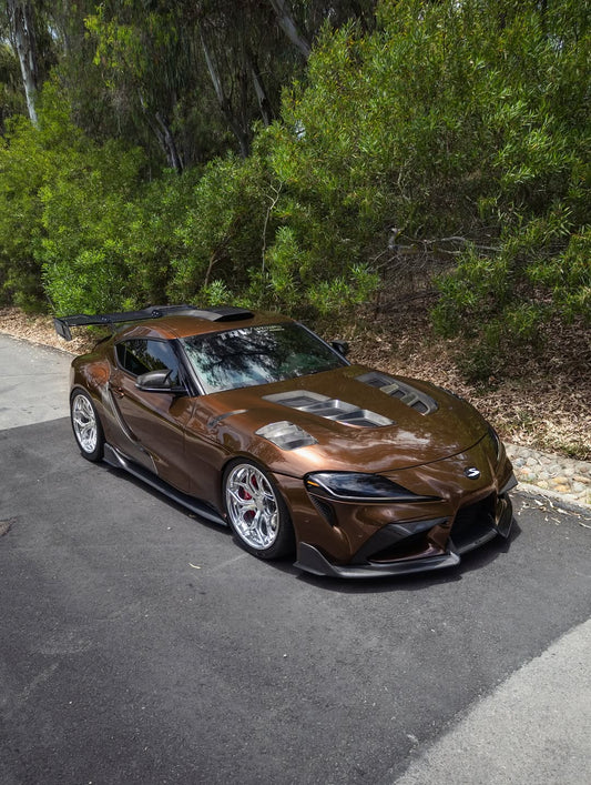 Toyota Supra MK5 A90 A91 3.0 2.0 2020 2021 2022 2023 2024 with Aftermarket Parts - Hyperion Rear Louvers & GT Wing Carbon Fiber / FRP from Robot Craftsman