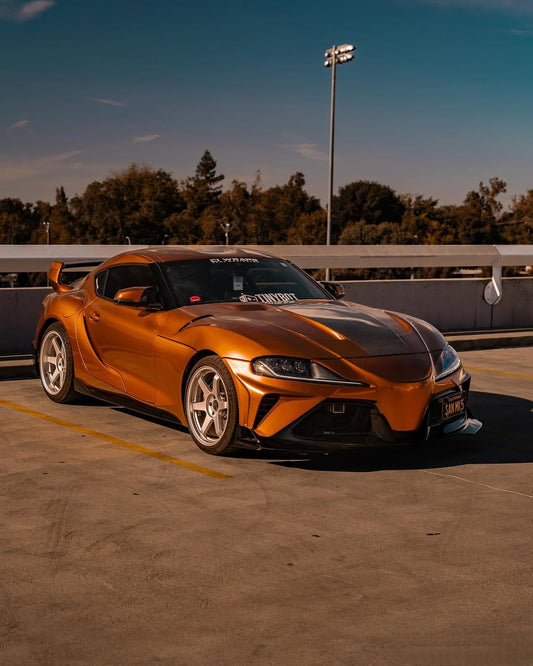 Toyota Supra MK5 A90 A91 3.0 2.0 2020-ON with Aftermarket Parts - "Hyperion" Narrow Body Front Bumper & Lip Carbon Fiber / FRP from Robot Craftsman