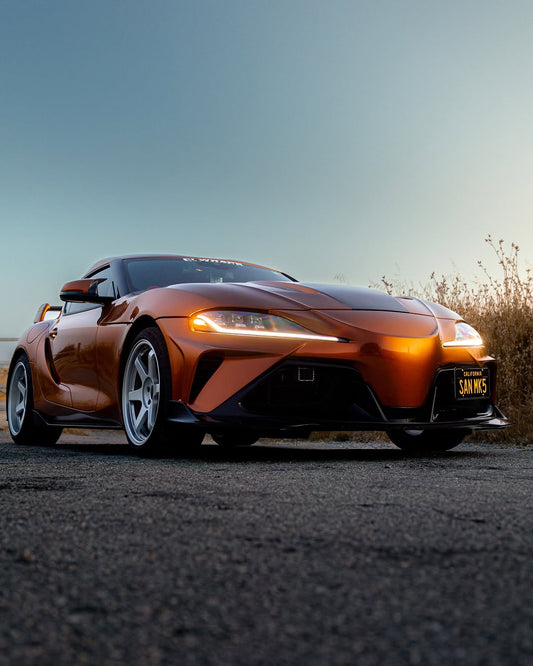 Toyota Supra MK5 A90 A91 3.0 2.0 2020-ON with Aftermarket Parts - "Hyperion" Narrow Body Front Bumper & Lip Carbon Fiber / FRP from Robot Craftsman