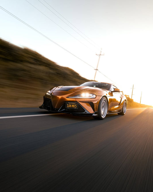 Toyota Supra MK5 A90 A91 3.0 2.0 2020-ON with Aftermarket Parts - "Hyperion" Narrow Body Front Bumper & Lip Carbon Fiber / FRP from Robot Craftsman