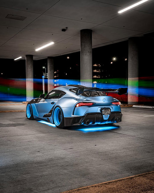 Toyota Supra MK5 A90 A91 3.0 2.0 2020 2021 2022 2023 2024 with Aftermarket Parts - Hyperion Widebody Fender Flares Wheel Arches & Side Skirts Package Carbon Fiber / FRP from Robot Craftsman