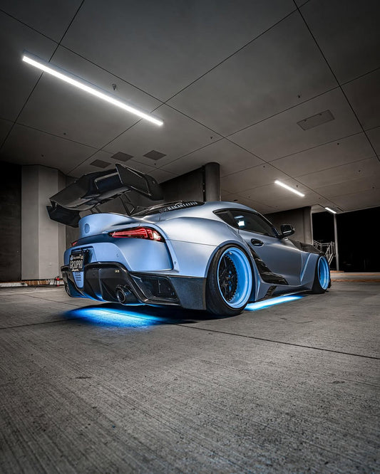 Toyota Supra MK5 A90 A91 3.0 2.0 2020 2021 2022 2023 2024 with Aftermarket Parts - Hyperion Widebody Fender Flares Wheel Arches & Side Skirts Package Carbon Fiber / FRP from Robot Craftsman