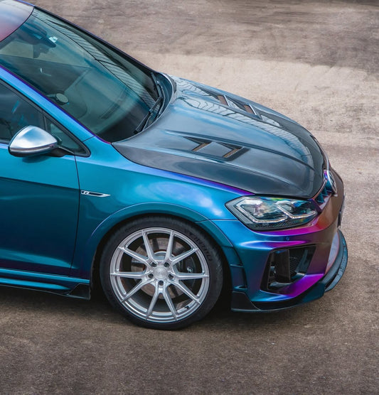Volkswagen Golf R GTI Base MK7 MK7.5 2015 2016 2017 2018 2019 2020 2021 with Aftermarket Parts - Side Skirts & Side Skirts Extensions Carbon Fiber / FRP from Robot Craftsman