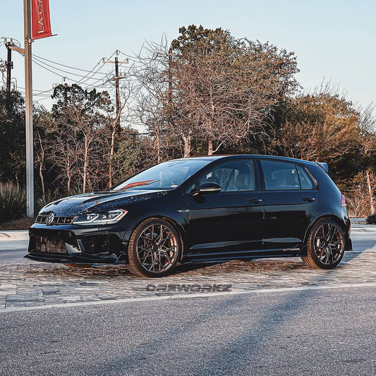 Volkswagen Golf R GTI Base MK7 MK7.5 2015 2016 2017 2018 2019 2020 2021 with Aftermarket Parts - Side Skirts & Side Skirts Extensions Carbon Fiber / FRP from Robot Craftsman