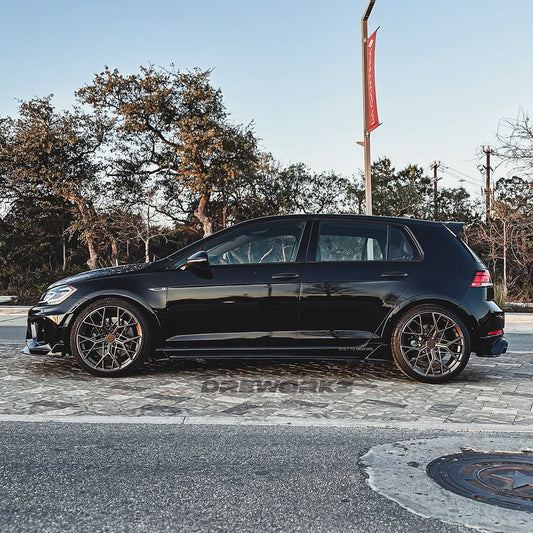 Volkswagen Golf R GTI Base MK7 MK7.5 2015 2016 2017 2018 2019 2020 2021 with Aftermarket Parts - Side Skirts & Side Skirts Extensions Carbon Fiber / FRP from Robot Craftsman