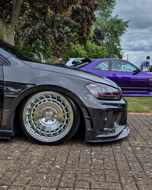 Volkswagen Golf R GTI Base MK7 MK7.5 2015 2016 2017 2018 2019 2020 2021 & Golf R GTI Base MK7 2015 2016 2017 & Golf R GTI Base MK7.5 2018 2019 2020 2021 with Aftermarket Parts - Front Lip & Front Bumper Carbon Fiber / FRP from Robot Craftsman