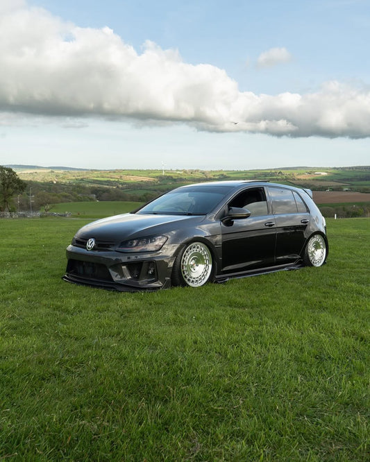 Volkswagen Golf R GTI Base MK7 MK7.5 2015 2016 2017 2018 2019 2020 2021 & Golf R GTI Base MK7 2015 2016 2017 & Golf R GTI Base MK7.5 2018 2019 2020 2021 with Aftermarket Parts - Front Lip & Front Bumper Carbon Fiber / FRP from Robot Craftsman