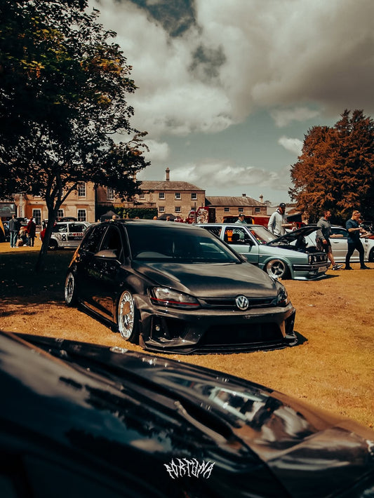 Volkswagen Golf R GTI Base MK7 MK7.5 2015 2016 2017 2018 2019 2020 2021 & Golf R GTI Base MK7 2015 2016 2017 & Golf R GTI Base MK7.5 2018 2019 2020 2021 with Aftermarket Parts - Front Lip & Front Bumper Carbon Fiber / FRP from Robot Craftsman