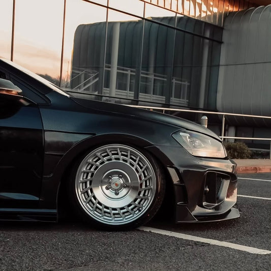 Volkswagen Golf R GTI Base MK7 MK7.5 2015 2016 2017 2018 2019 2020 2021 & Golf R GTI Base MK7 2015 2016 2017 & Golf R GTI Base MK7.5 2018 2019 2020 2021 with Aftermarket Parts - Front Lip & Front Bumper Carbon Fiber / FRP from Robot Craftsman