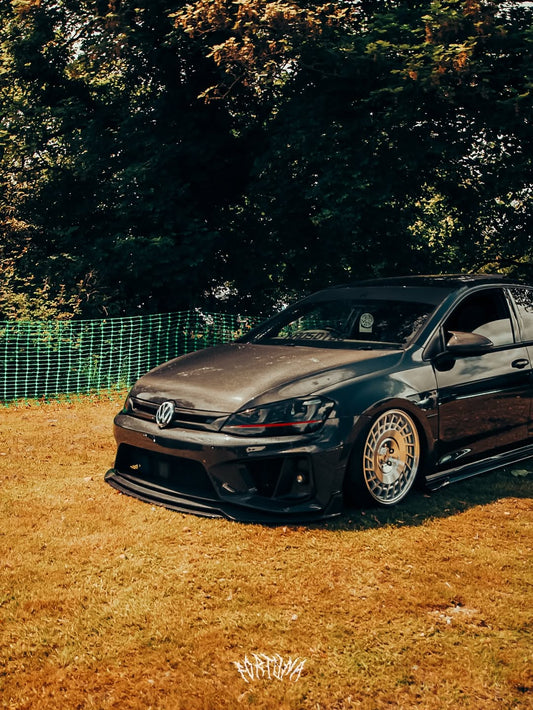 Volkswagen Golf R GTI Base MK7 MK7.5 2015 2016 2017 2018 2019 2020 2021 & Golf R GTI Base MK7 2015 2016 2017 & Golf R GTI Base MK7.5 2018 2019 2020 2021 with Aftermarket Parts - Front Lip & Front Bumper Carbon Fiber / FRP from Robot Craftsman