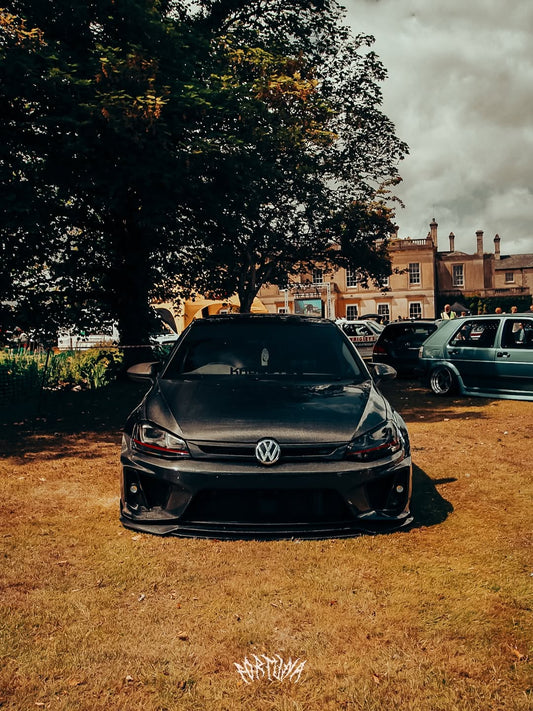 Volkswagen Golf R GTI Base MK7 MK7.5 2015 2016 2017 2018 2019 2020 2021 & Golf R GTI Base MK7 2015 2016 2017 & Golf R GTI Base MK7.5 2018 2019 2020 2021 with Aftermarket Parts - Front Lip & Front Bumper Carbon Fiber / FRP from Robot Craftsman