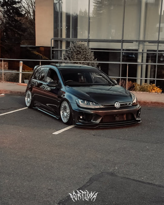 Volkswagen Golf R GTI Base MK7 MK7.5 2015 2016 2017 2018 2019 2020 2021 & Golf R GTI Base MK7 2015 2016 2017 & Golf R GTI Base MK7.5 2018 2019 2020 2021 with Aftermarket Parts - Front Lip & Front Bumper Carbon Fiber / FRP from Robot Craftsman