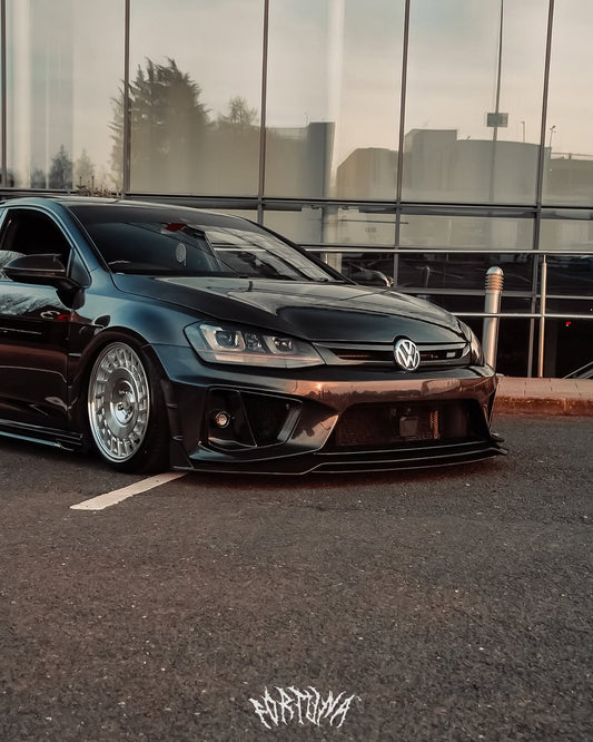 Volkswagen Golf R GTI Base MK7 MK7.5 2015 2016 2017 2018 2019 2020 2021 & Golf R GTI Base MK7 2015 2016 2017 & Golf R GTI Base MK7.5 2018 2019 2020 2021 with Aftermarket Parts - Front Lip & Front Bumper Carbon Fiber / FRP from Robot Craftsman