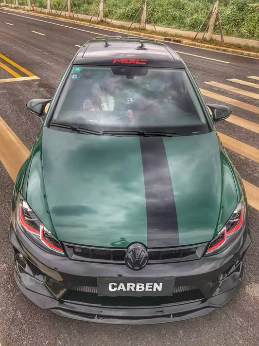 Volkswagen Golf R GTI Base MK7 MK7.5 2015 2016 2017 2018 2019 2020 2021 & Golf R GTI Base MK7 2015 2016 2017 & Golf R GTI Base MK7.5 2018 2019 2020 2021 with Aftermarket Parts - Front Lip & Front Bumper Carbon Fiber / FRP from Robot Craftsman